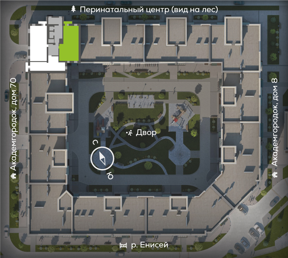 Генплан Академгородок, Дом №6, квартира №169