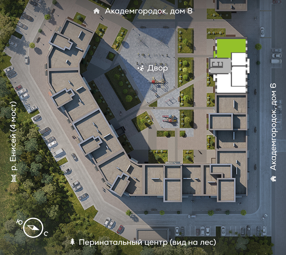 Генплан Академгородок, Дом №7, квартира №13