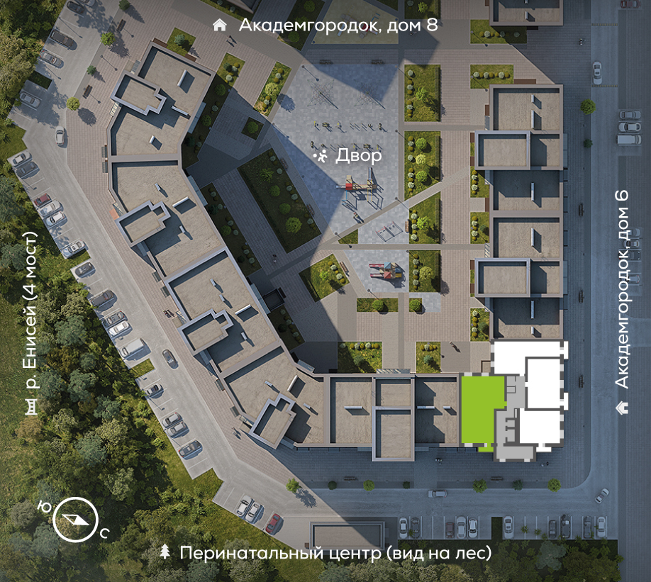 Генплан Академгородок, Дом №7, квартира №105
