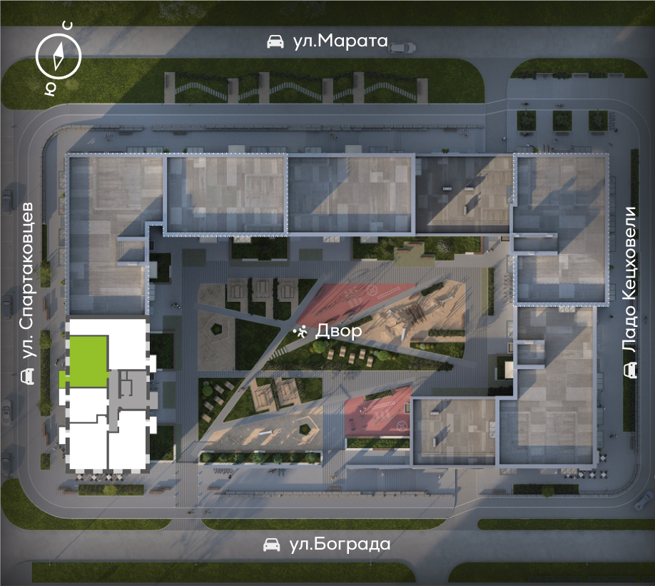 Кецховели, Дом №1, квартира №4 Генплан Кецховели, Дом №1, квартира №4