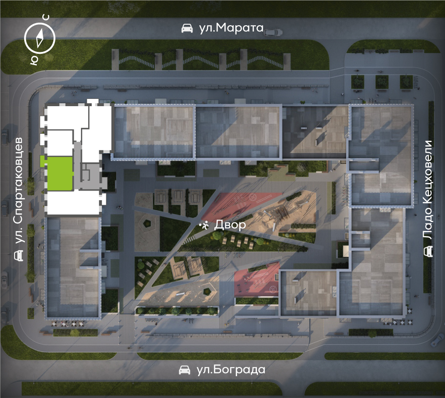 Кецховели, Дом №1, квартира №42 Генплан Кецховели, Дом №1, квартира №42
