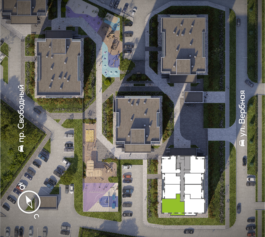 Генплан Свободный-Вербная, Дом №2, квартира №402