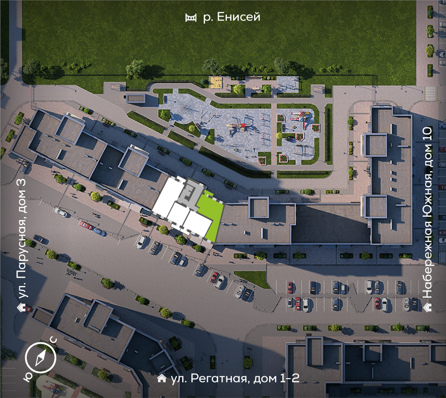 Генплан Южный берег, Дом №21, квартира №177