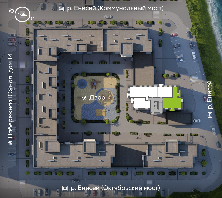 Южный берег, Дом №23, квартира №155 Генплан Южный берег, Дом №23, квартира №155