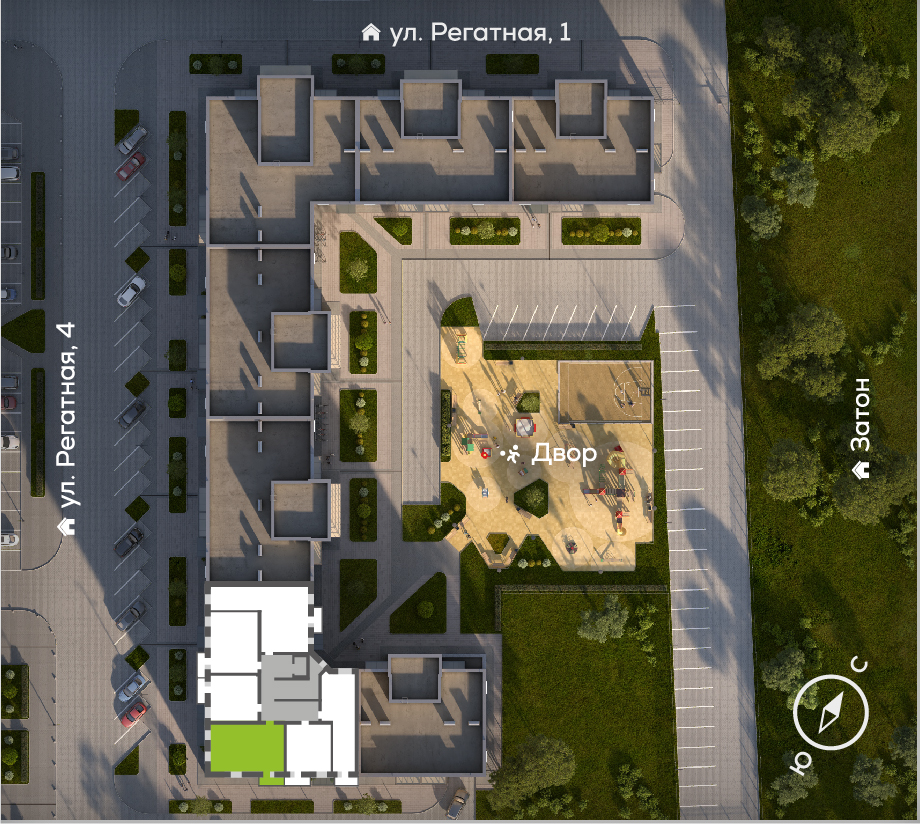 Генплан Южный берег, Дом №24, квартира №39