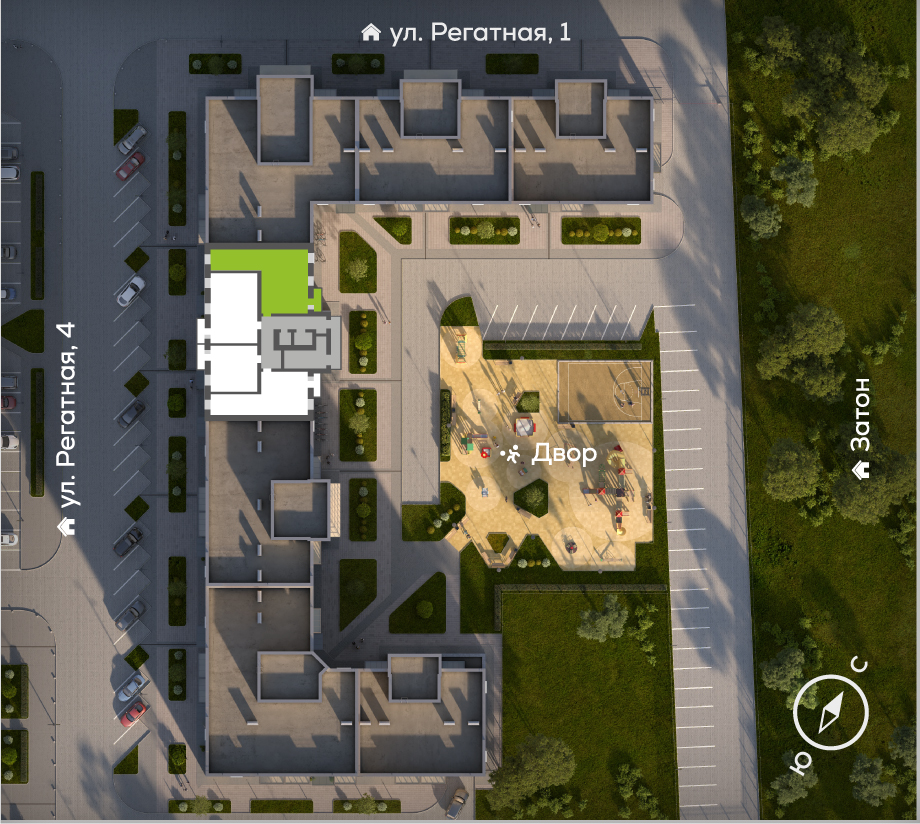 Генплан Южный берег, Дом №24, квартира №124