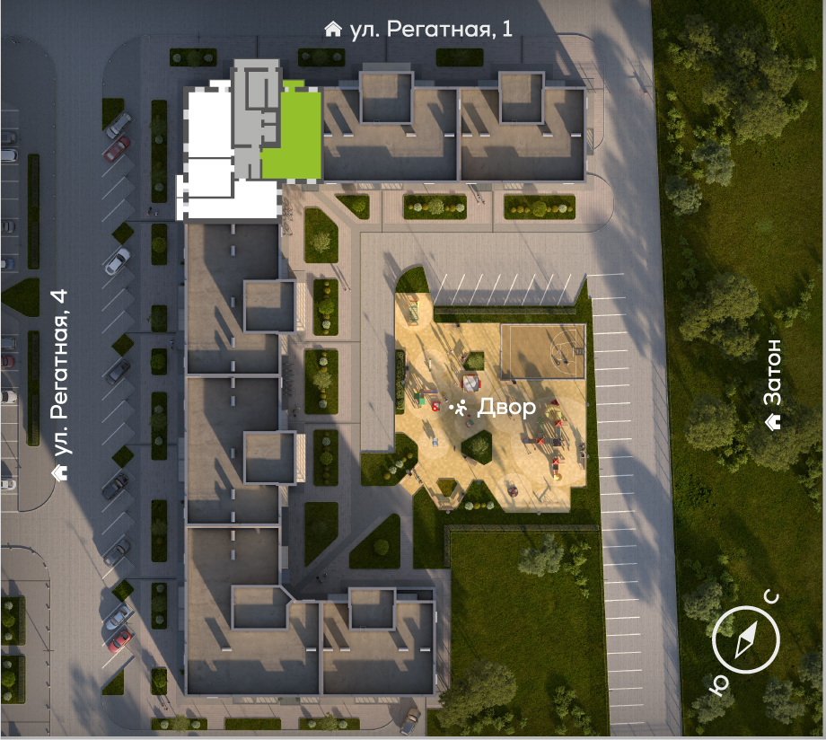 Генплан Южный берег, Дом №24, квартира №185