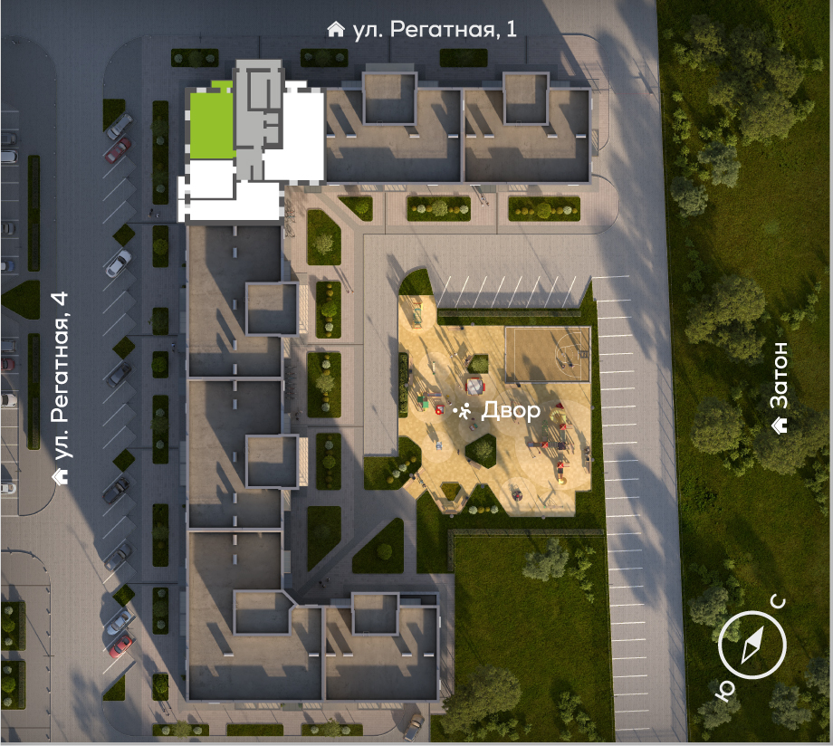 Генплан Южный берег, Дом №24, квартира №200