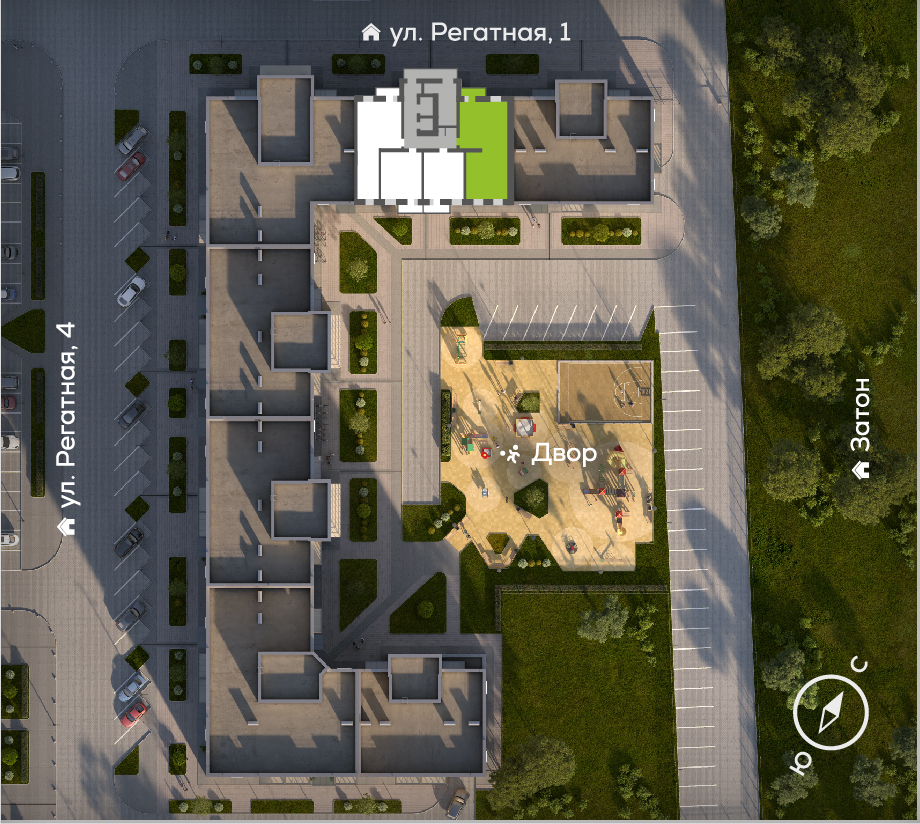 Южный берег, Дом №24, квартира №261 Генплан Южный берег, Дом №24, квартира №261